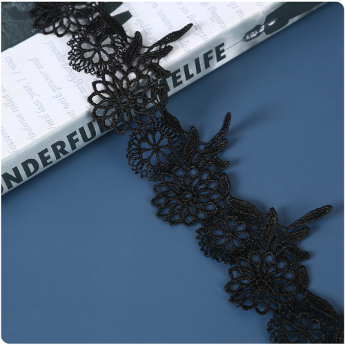 high quality exquisite black straight edge vintage polyester flower water soluble lace shoulder strap belt clavicle chain clothing accessories