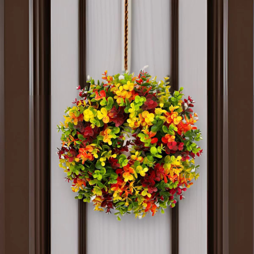 跨境仿真植物挂饰家居装饰假花门挂摄影道具彩色尤加利花环