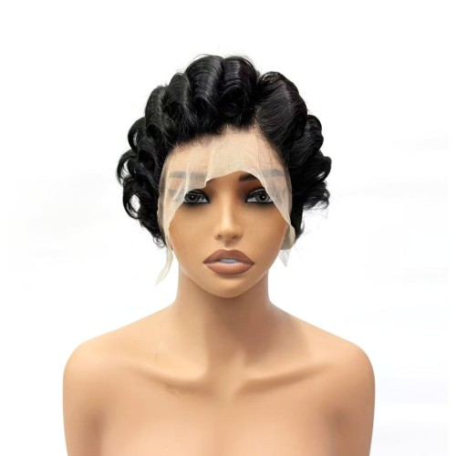13*4前蕾丝假发头套非洲pixie cut shortwigs 精灵假发头套短卷发