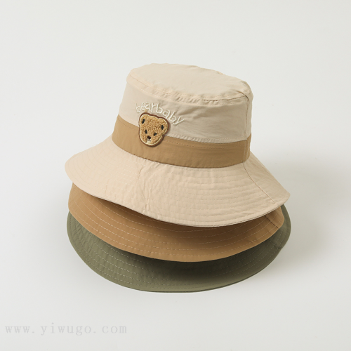 spring and summer new boys and girls children quick-drying bear bucket hat head sun hat thin cartoon korean hat