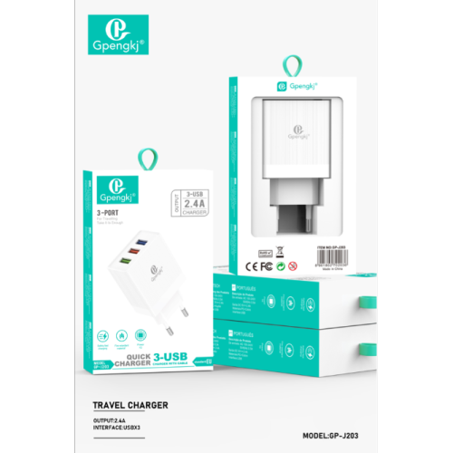 三口充电器适用苹果小米安卓插头usb多口通用快出国旅行圆脚欧规