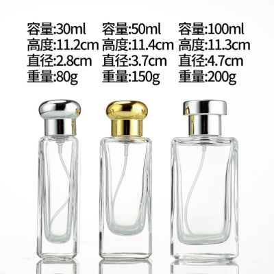 Spot Perfume Bottle Glass 30ml Square Bottle 50 100ml Subpackaging Empty Bottles Transparent Bayonet Hydrating Fine Spray