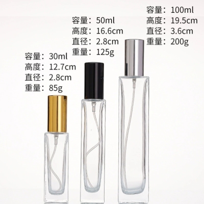 High-End Exquisite Screw Mouth Perfume Bottle 30ml 50ml 100ml Fine High Square Glass Bottle Press Spray Bottle