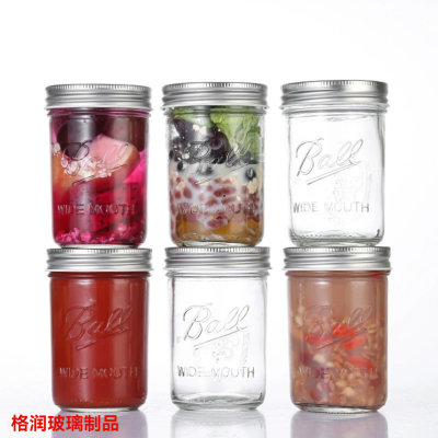 Wide Mouth Mason Cup Large Capacity Glass Overnight Oat Cup Sealed Tank with Lid Transparent Cold Extract Juice Drink Bottle