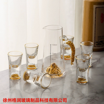 Gold Foil Jinshan Liquor Divider New Homehold Gift Box White Wine Set Creative Jinshan Shooter Glass Spirits Cup