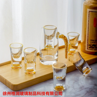 Gold Foil Liquor Divider with Handle Affordable Luxury Style High-Grade White Wine Set Shooter Glass Wine Glass Ten Pots Ten Cups Gift Box