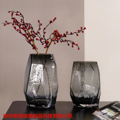 European Simple Geometric Glass Vase Creative Home Decoration Hydroponic Container Living Room Decorations Entrance Decoration