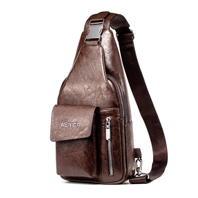 Men's Chest Bag Outdoor Casual Men Crossbody Bag Multifunctional Waterproof Shoulder Large Capacity Pu Backpack Chest Bag
