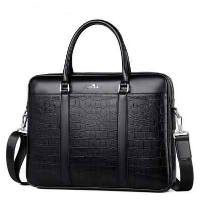 Men's Bag Briefcase Men's Horizontal Business Handbag Large Capacity Shoulder Bag Fashion Business Trip Men's Leather Bag Crocodile Pattern