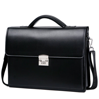 Men's Handbag Business Briefcase Password Lock Official Business Briefcase Pu Large Capacity Portable Crossbody Computer Bag Men