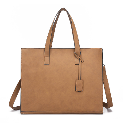 Men's Bag Large Capacity Horizontal Business Briefcase PU Leather Tote Bag Zipper Trendy Messenger Bag Single-Shoulder Bag