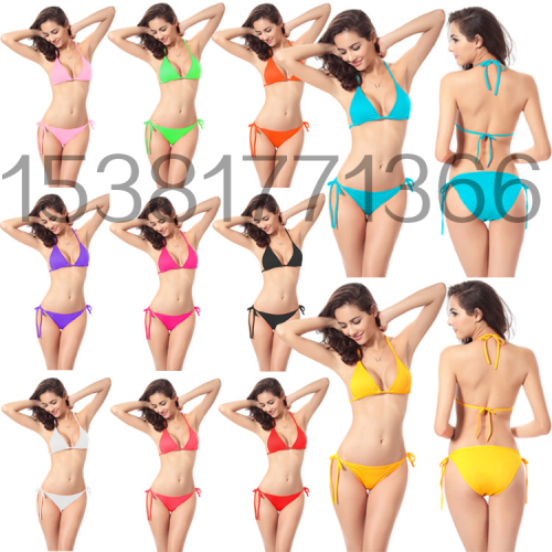 [feifan swimsuit] bikini sexy solid color bikini swimsuit in sto one piece dropshipping european and american swimsuit