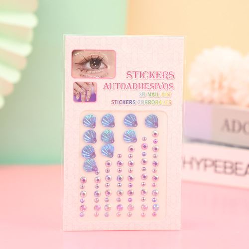 新款眉眼贴3D镭射美妆造型贴色彩艳丽钻石贴纸厂家批发