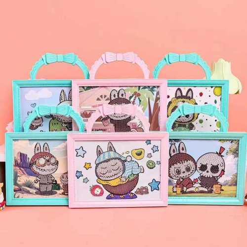 儿童DIY手提相框卡通公仔钻石贴画手工diy黏贴画女孩生日礼物玩具