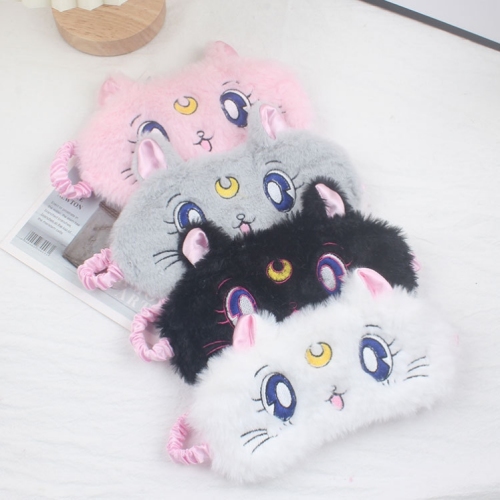 睡眠眼罩四季款可爱卡通毛绒遮光眼罩ins日韩少女居家午休护眼罩