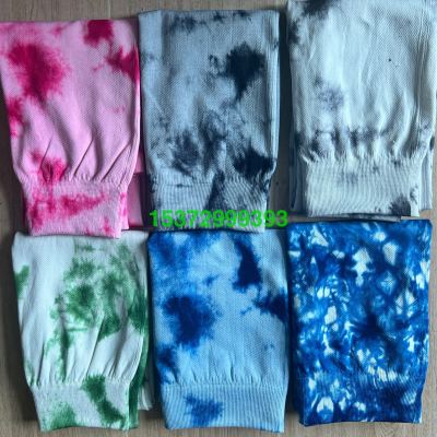 Seamless Knitted Tie-Dyed Printed Bottoming Skinny Yoga Sports Pants High Waist High Elastic Four-Side Rebound Cropped Trousers