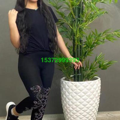Seamless Knitted Rhinestone Leggings Foreign Trade Middle East Countries Factory Direct Sales Sufficient Supply and Good Price