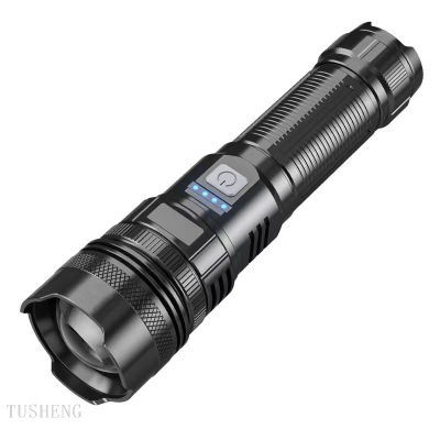Flashlight Telescopic Zoom Strong Light Power Display Charging Outdoor Household Lighting Long-Lasting Endurance Flashlight