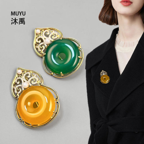 福禄吉祥葫芦高档胸针复古国风镂空花纹旗袍胸花新品时尚优雅别针