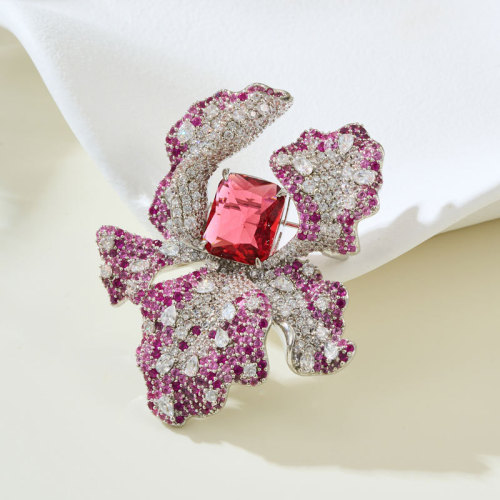 绽放奢华微镶满锆繁花胸针轻奢高级感花朵别针优雅大气精致女胸花