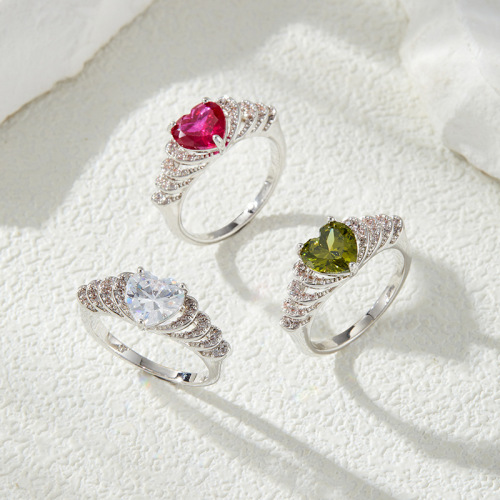 轻奢风浪漫爱心开口戒指时尚高级感微镶满锆可调节食指戒精致指环