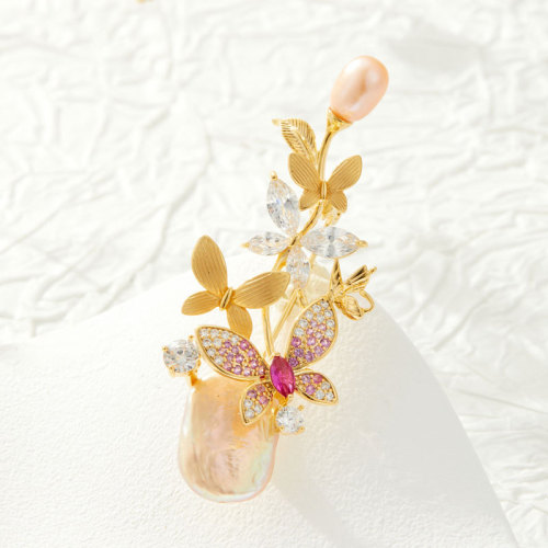 奢华必入巴洛克淡水珍珠蝴蝶胸针时尚高级感灵动胸花新款精致别针