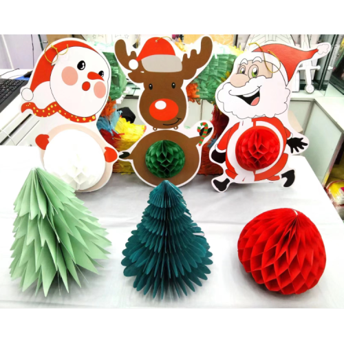 Christmas Ornaments Three-Dimensional Cartoon Honeycomb Ball Honeycomb Ball Paper Cartoon Honeycomb Christmas Set 