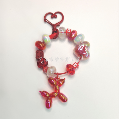 Creative Balloon Puppy Phone Chain Pendant Female Cartoon Couple Cars and Bags Pendant Small Gift Keychain Wholesale