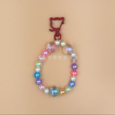 South Korea Dongdaemun Xiaohongshu Beaded Cartoon Button Colorful Small Beads Mobile Phone Charm Phone Case Lanyard Bag Ornaments