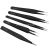Stainless Steel Static-Free Tweezers Set Curved Pointed Flat round Head 9-Piece Set Beauty Manicure Bird's Nest Repair Clip