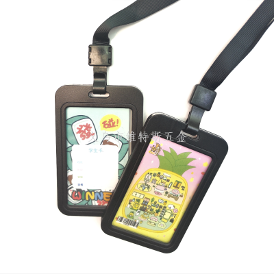 Solid Color Black Access Card Factory Card Hanging Card with Environmental Protection Buckle Plain Lanyard Student Lanyard Work Bus Pass School Card