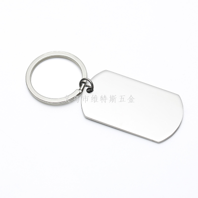 Cross-Border Hot Selling Mirror Polished Pendant Ornament Engraved with Words Accessories Dog Tag Dog Tag Stainless Steel Key Ring Can Carve Writing