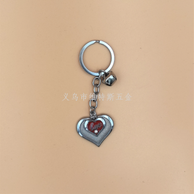 Fashion Heart Shape with Diamond Red Heart Keychain Pendant Key Ring Small Bag Ornaments Red Valentine's Day Gift Present