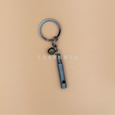 Cross-Border Hot Metal Bell Whistle Keychain Trendy Clothing Accessories Children's Schoolbag Car Key Pendant