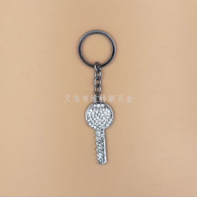 Cross-Border New Product Three-Dimensional Metal Diamond Toothed Key Keychain Key Chain Backpack Automobile Hanging Ornament Wholesale