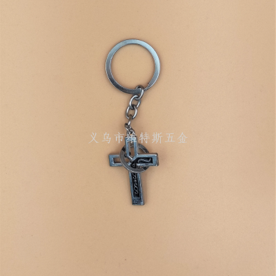 Cross-Border Popular Punk Hollow Cross Ring Necklace Stainless Steel Hip Hop Punk Long Necklace Men's and Women's Sweater Chain
