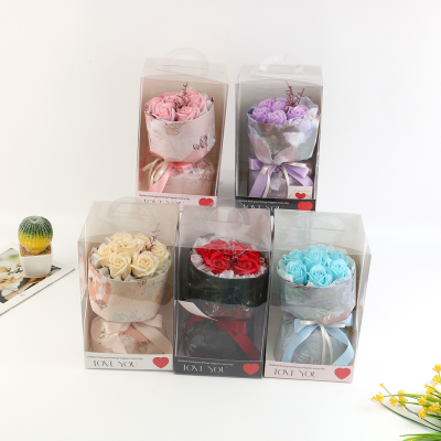 Japanese and Korean Sweet Instafamous Rose Hand Basin Bouquet Packaging Artificial Flower Exquisite Boxed Soap Flower Factory Wholesale