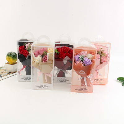 Creative Chinese Valentine's Day Factory Direct Sales Emulational Creative Rose Bouquet Soap Flower Gift Box Cross-Border Supply Fake Flowers