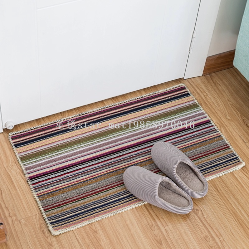 floor mat color stripes splicing door living room woven mat floor mat bathroom bathroom extra thick non-slip mat carpet