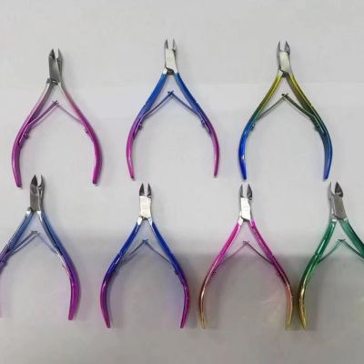 Factory Direct Sales D501 Colorful Nail Groove Scissors Gold Plated Cuticle Nipper Pedicure Knife Beauty Pliers Stainless Steel Double Fork Cuticle Nipper