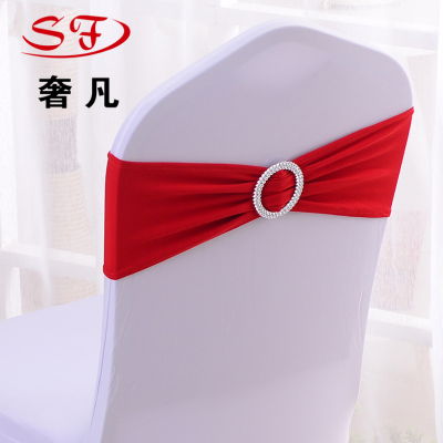 Hotel Elastic Chair Cover Decorative Buckle with Elastic Banquet Chair Cover Free Style Elastic Strap Bowknot at Chair Back