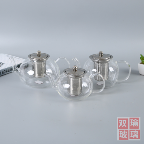household scented tea heat-resistant transparent glass apple teapot living room office stainless steel screen filter filter teapot