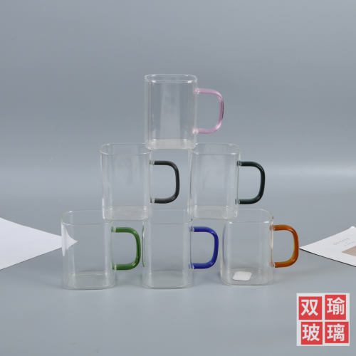 color handle glass household drinking cup glass milk cup juice cup tea cup coffee cup water cup color variety