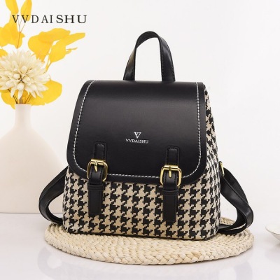 [Weiwei Kangaroo] New Fashion Houndstooth Backpack Bags All-Match Small Bag Factory Wholesale One Piece Dropshipping