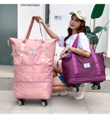  Large Capacity Waterproof Travel Bag Swivel Wheels Trolley Bag Trendy Bags One Piece Dropshipping