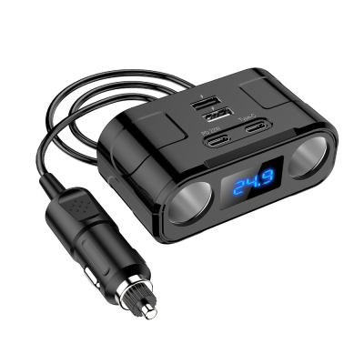 Car Charger Quick Charge One to Four Car Converter Multifunction Car Charger Cigarette Lighter Expansion Port Conversion Plug