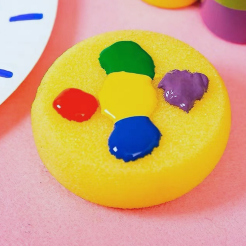 cross-border single sponge round cake children diy creative art graffiti painting material ceramic sponge wheel-throwing