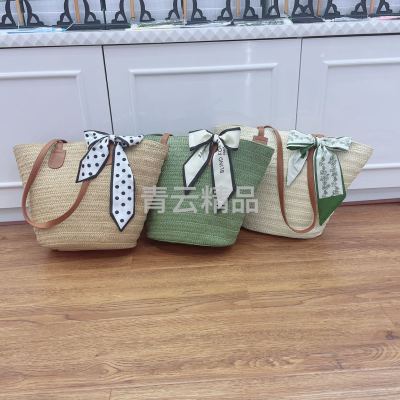 New Fashion All-Match Straw Bag Shoulder Bag Large Capacity Woven Bag Seaside Vacation Beach Bag Tote Bag for Women