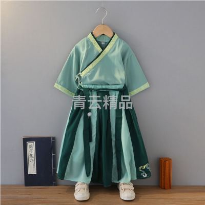 Boy's Hanfu Autumn New Long Sleeve Fairy Ancient Style Suit Ethnic Tang Costume Ancient Costume Performance Wear