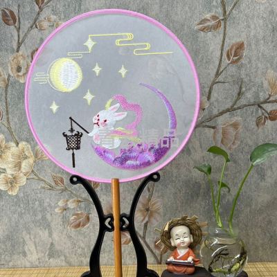 Silk-Wrapped Double-Sided Embroidery Circular Fan Embroidered Han Chinese Clothing Fan Tourism Souvenir Mid-Autumn Festival Gift Wholesale Scenic Spot Special